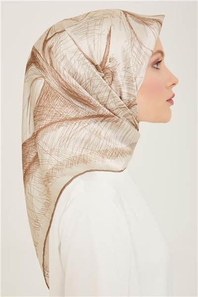 Armine Çiçek Desenli Twill İpek Eşarp 24Ya9121 1 33