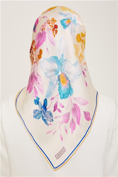 Armine Çiçek Desenli Twill İpek Eşarp 24Ya9127 51 52