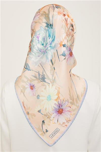 Armine Çiçek Desenli Twill İpek Eşarp 24Ya9129 39