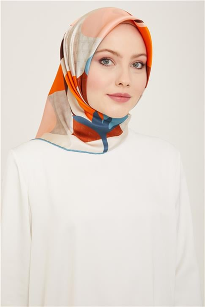 Armine Çiçek Desenli Twill İpek Eşarp 24Ya9119 14 02