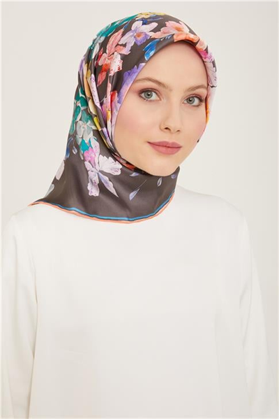 Armine Çiçek Desenli Twill İpek Eşarp 24Ya9127 51 51