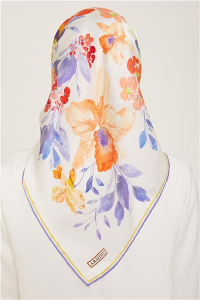 Armine Çiçek Desenli Twill İpek Eşarp 24Ya9127 51 03