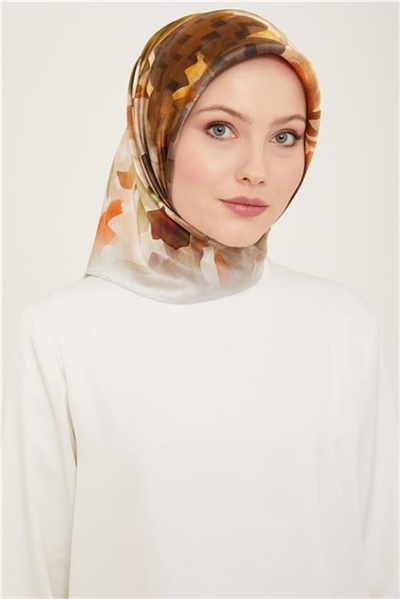 Armine Çiçek Desenli Twill İpek Eşarp 24Ya9103 81 84