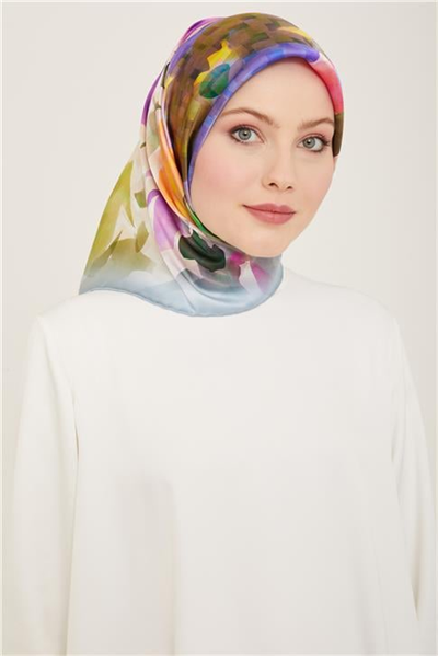 Armine Çiçek Desenli Twill İpek Eşarp 24Ya9103 81 31