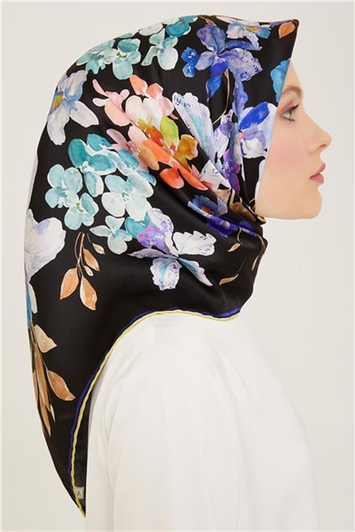 Armine Çiçek Desenli Twill İpek Eşarp 24Ya9127 51 55