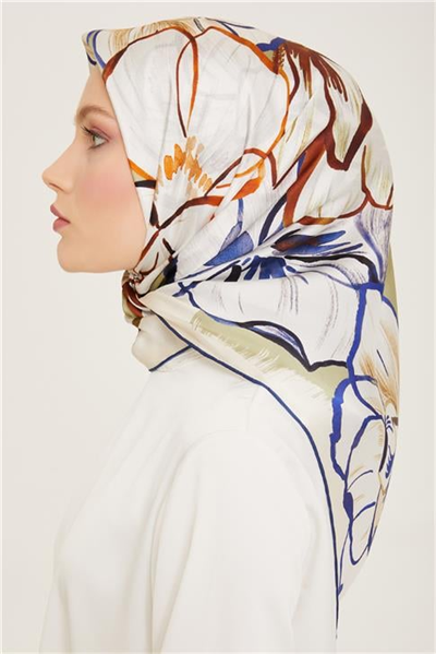 Armine Çiçek Desenli Twill İpek Eşarp 24Ya9110 5 83