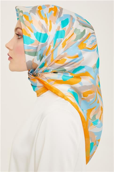 Armine Çiçek Desenli Twill İpek Eşarp 24Ya9140 51 51