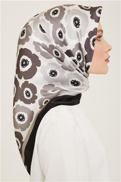 Armine Çiçek Desenli Twill İpek Eşarp 24Ya9106 54 05