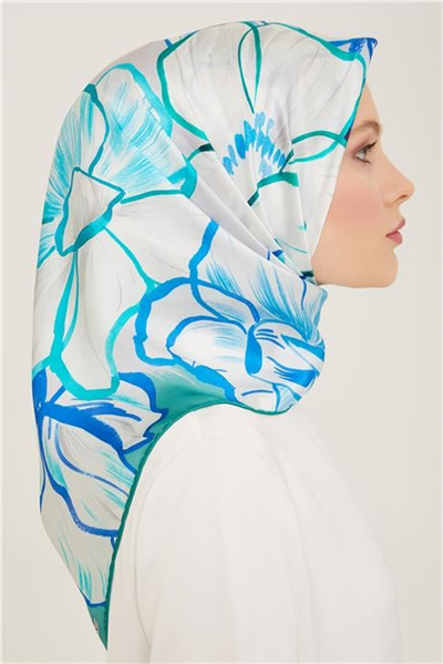 Armine Çiçek Desenli Twill İpek Eşarp 24Ya9110 5 53