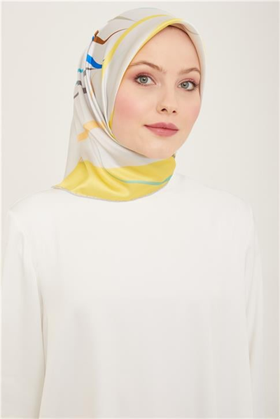 Armine Çiçek Desenli Twill İpek Eşarp 24Ya9115 31 84