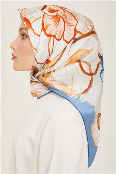 Armine Çiçek Desenli Twill İpek Eşarp 24Ya9110 5 05