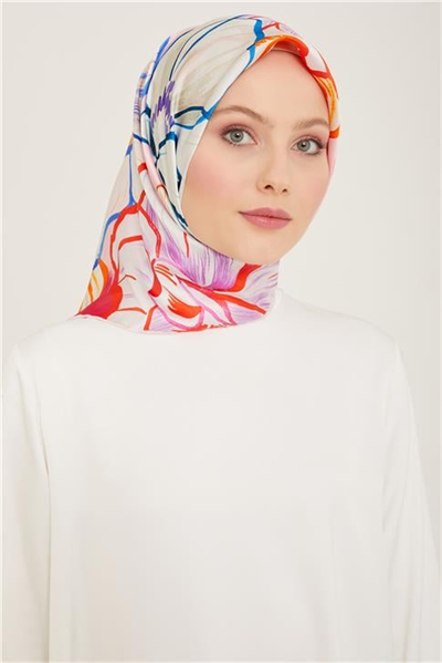Armine Çiçek Desenli Twill İpek Eşarp 24Ya9110 5 33