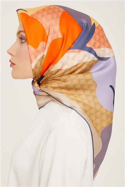Armine Çiçek Desenli Twill İpek Eşarp 24Ya9119 14 32