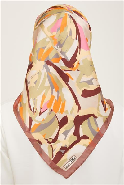 Armine Çiçek Desenli Twill İpek Eşarp 24Ya9140 51 80