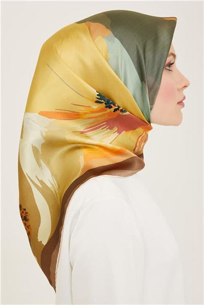 Armine Çiçek Desenli Twill İpek Eşarp 24Ya9145 2 33