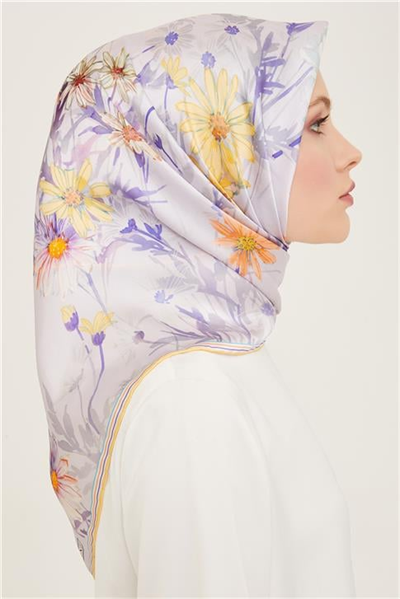 Armine Çiçek Desenli Twill İpek Eşarp 24Ya9129 85
