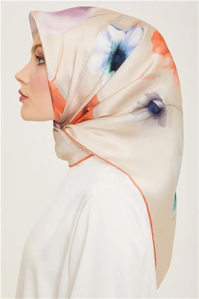 Armine Çiçek Desenli Twill İpek Eşarp 24Ya9105 32 80