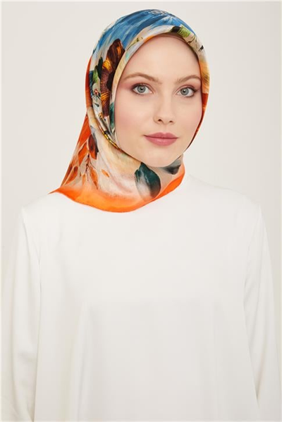 Armine Çiçek Desenli Twill İpek Eşarp 24Ya9133 36 35
