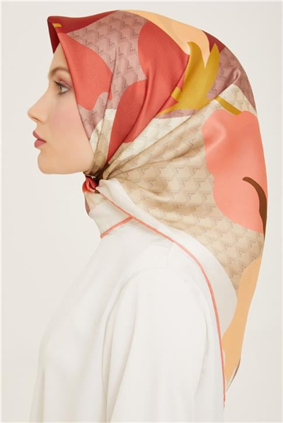 Armine Çiçek Desenli Twill İpek Eşarp 24Ya9119 14 33