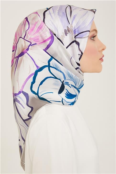 Armine Çiçek Desenli Twill İpek Eşarp 24Ya9110 5 35