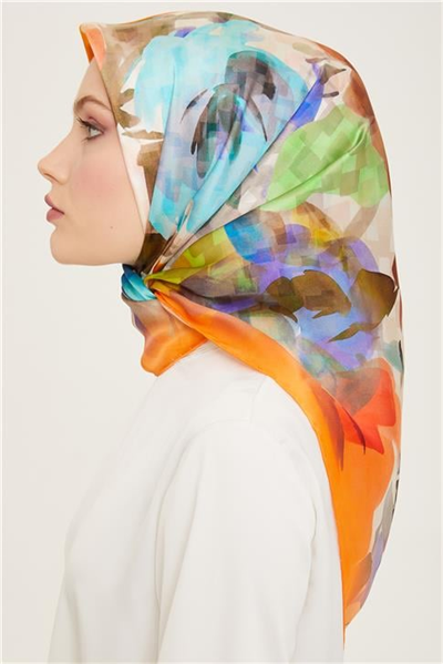 Armine Çiçek Desenli Twill İpek Eşarp 24Ya9103 81 80