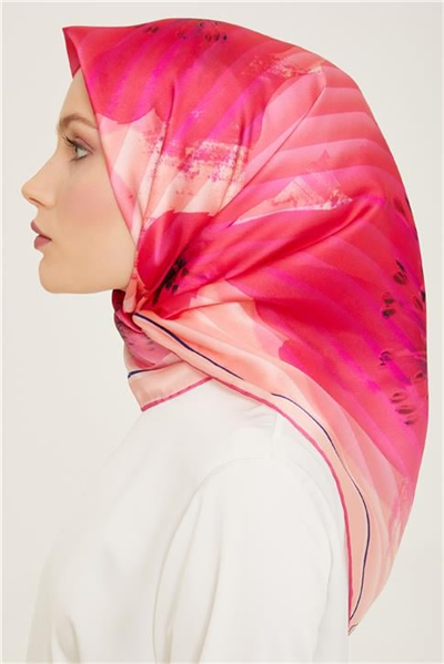 Armine Çiçek Desenli Twill İpek Eşarp 24Ya9100 87 33