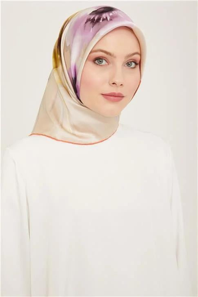 Armine Çiçek Desenli Twill İpek Eşarp 24Ya9105 32 80