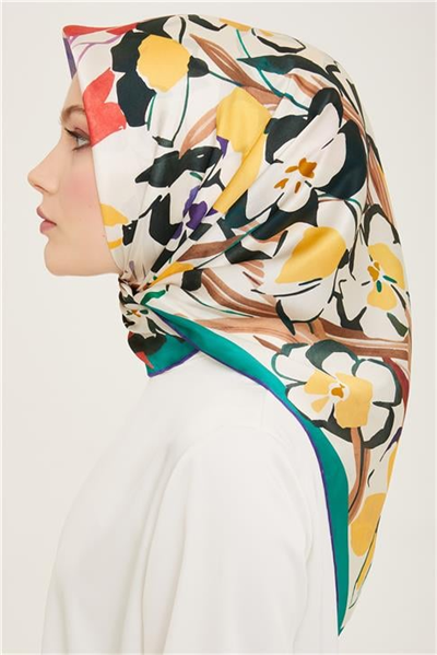 Armine Çiçek Desenli Twill İpek Eşarp 24Ya9153 52 82