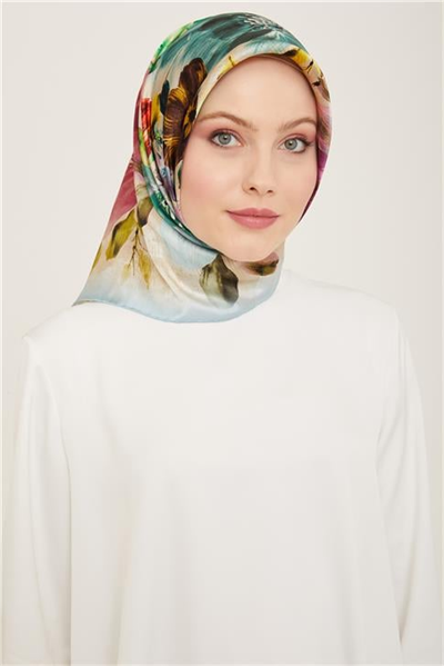 Armine Çiçek Desenli Twill İpek Eşarp 24Ya9133 36 34