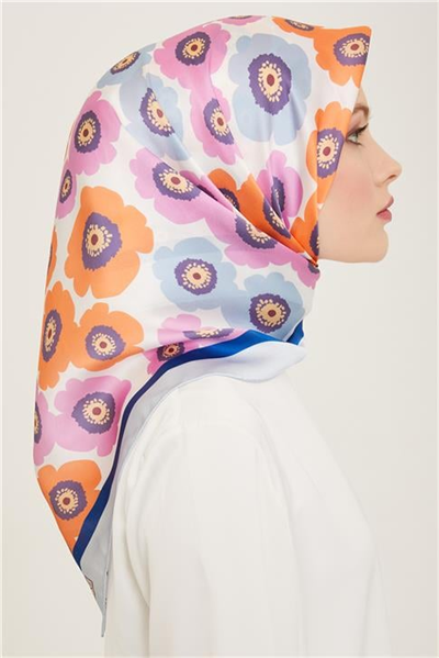 Armine Çiçek Desenli Twill İpek Eşarp 24Ya9106 54 39
