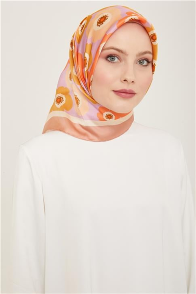 Armine Çiçek Desenli Twill İpek Eşarp 24Ya9106 54 09