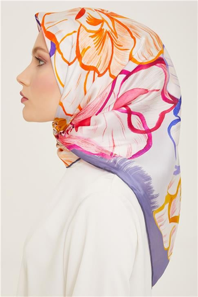 Armine Çiçek Desenli Twill İpek Eşarp 24Ya9110 5 09
