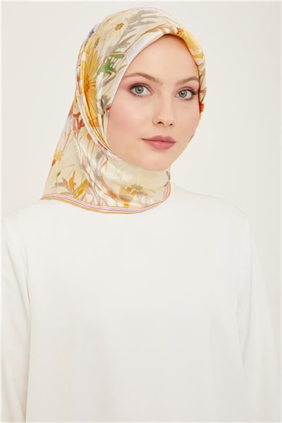 Armine Çiçek Desenli Twill İpek Eşarp 24Ya9129 06
