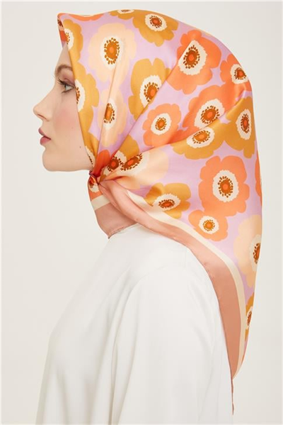 Armine Çiçek Desenli Twill İpek Eşarp 24Ya9106 54 09