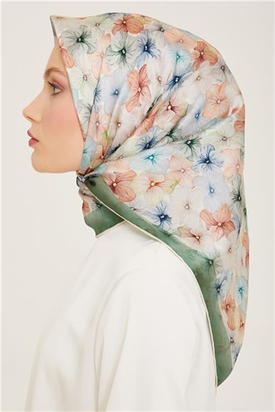 Armine Çiçek Desenli Twill İpek Eşarp 24Ya9108 83 84