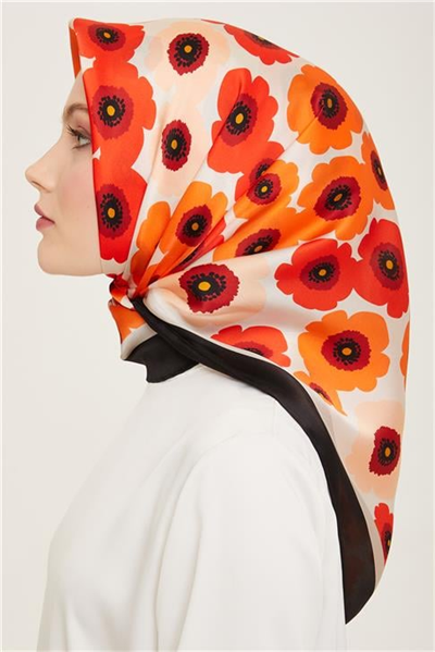 Armine Çiçek Desenli Twill İpek Eşarp 24Ya9106 54 04
