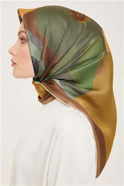 Armine Çiçek Desenli Twill İpek Eşarp 24Ya9145 2 33