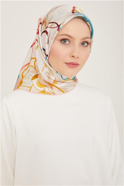 Armine Çiçek Desenli Twill İpek Eşarp 24Ya9110 5 08