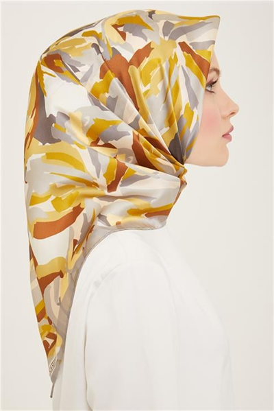Armine Çiçek Desenli Twill İpek Eşarp 24Ya9140 51 36
