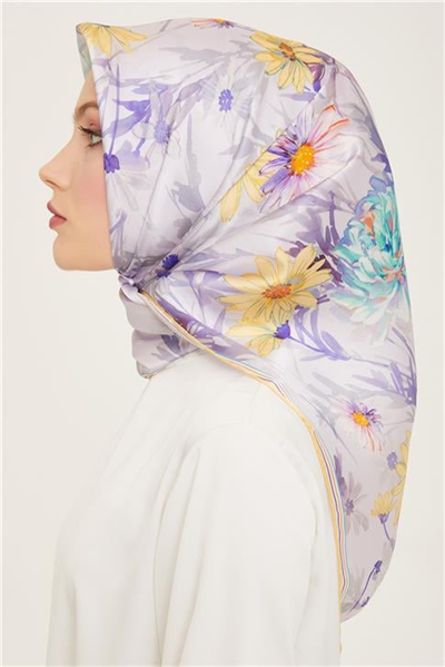 Armine Çiçek Desenli Twill İpek Eşarp 24Ya9129 85