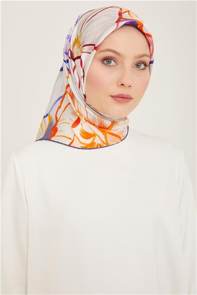 Armine Çiçek Desenli Twill İpek Eşarp 24Ya9110 5 09