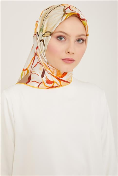 Armine Çiçek Desenli Twill İpek Eşarp 24Ya9110 5 31