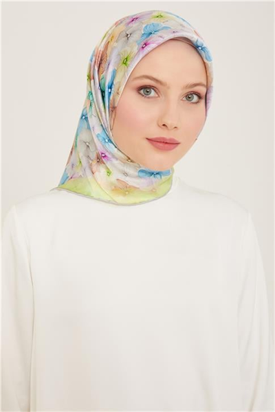 Armine Çiçek Desenli Twill İpek Eşarp 24Ya9108 83 82