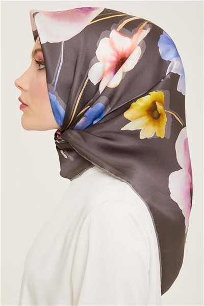 Armine Çiçek Desenli Twill İpek Eşarp 24Ya9105 32 51