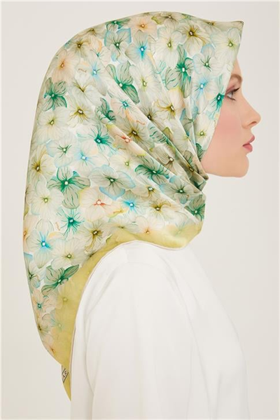 Armine Çiçek Desenli Twill İpek Eşarp 24Ya9108 83 02