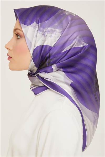 Armine Çiçek Desenli Twill İpek Eşarp 24Ya9100 87 08