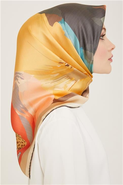 Armine Çiçek Desenli Twill İpek Eşarp 24Ya9145 2 04