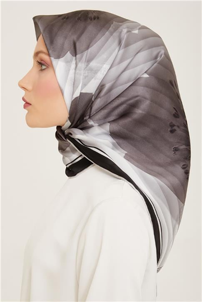 Armine Çiçek Desenli Twill İpek Eşarp 24Ya9100 87 07