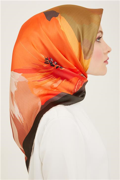 Armine Çiçek Desenli Twill İpek Eşarp 24Ya9145 2 34