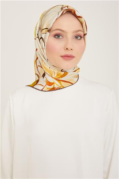 Armine Çiçek Desenli Twill İpek Eşarp 24Ya9110 5 34